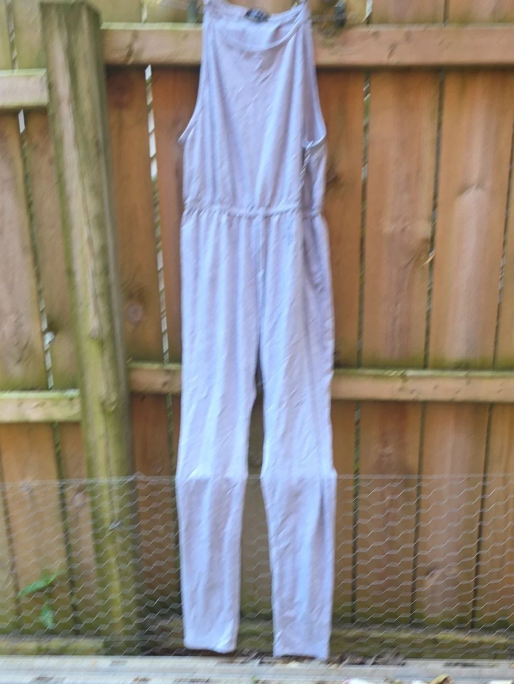 Ambiance Light Gray Sleeveless Jumpsuit with Elastic Waist